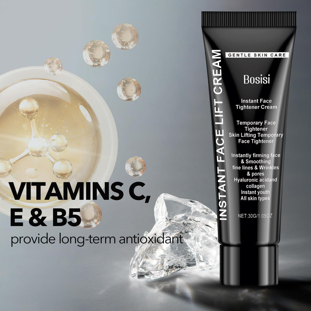 Bosisi Instant Lift Cream fine-lines close-up shows targeted wrinkle reduction potential.