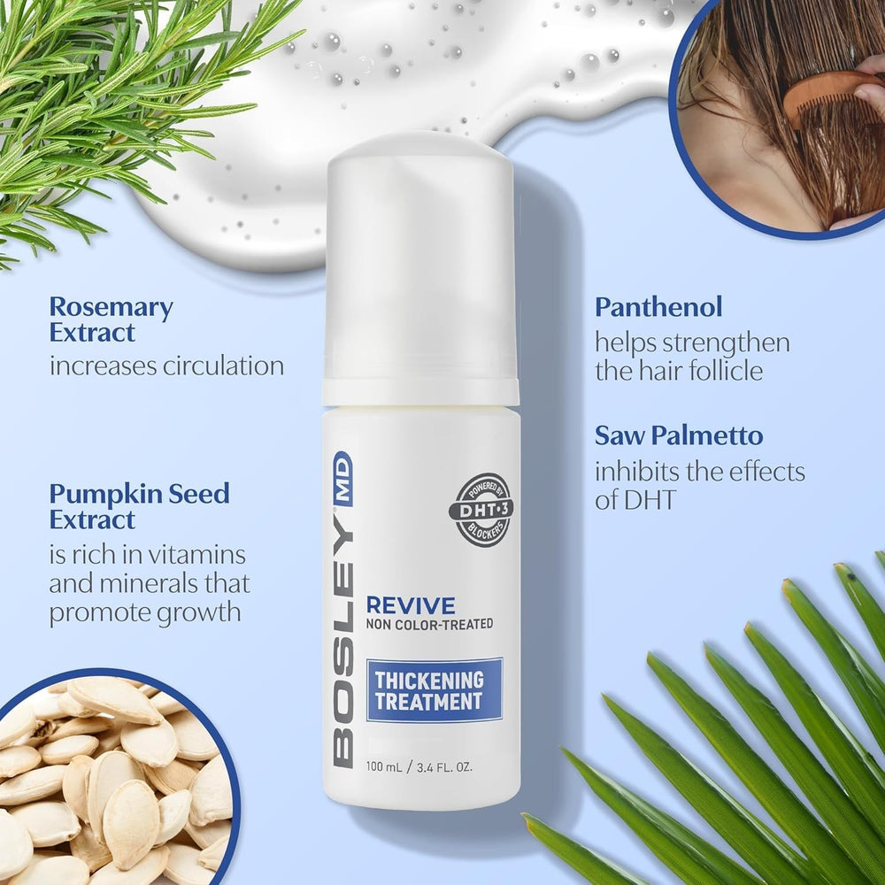 BosleyMD close-up scalp with foam coverage for rejuvenated look.