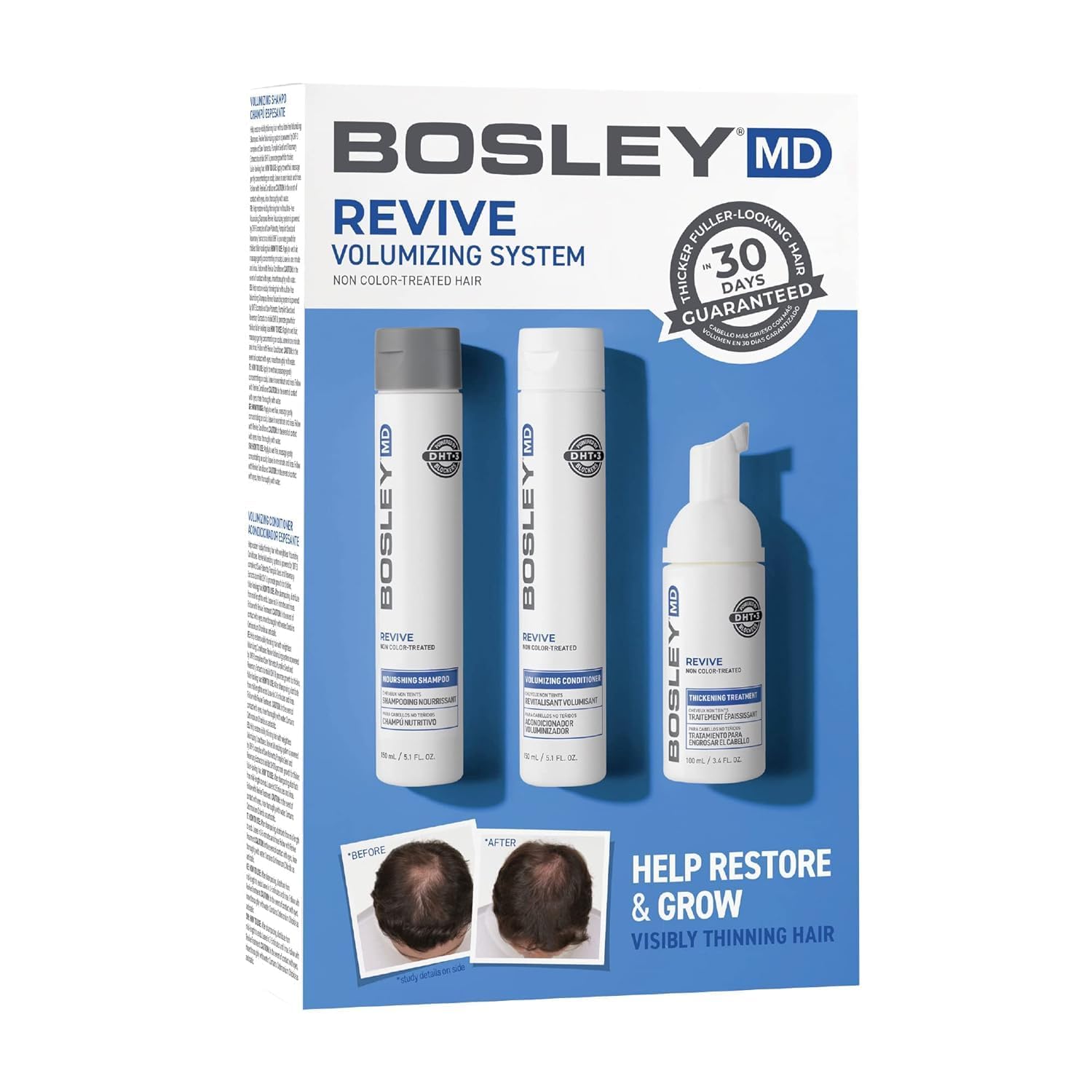 BosleyMD BosRevive Nourishing Shampoo bottle highlighting sulfate-free cleansing for a healthy scalp