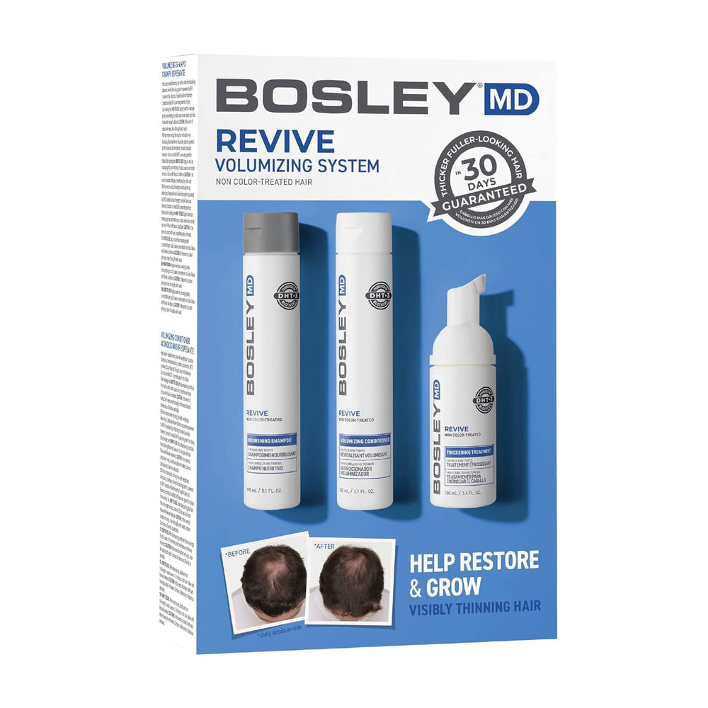 BosleyMD BosRevive Nourishing Shampoo bottle highlighting sulfate-free cleansing for a healthy scalp