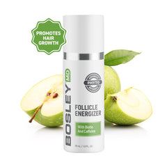 BosleyMD Healthy Hair Leave-In Serum application demonstrates quick scalp treatment.