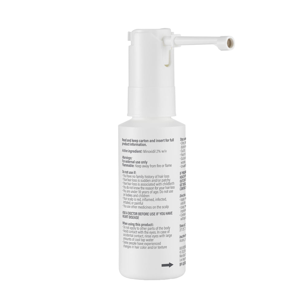 BosleyMD Minoxidil Woman Spray label detail shows 2% minoxidil concentration.