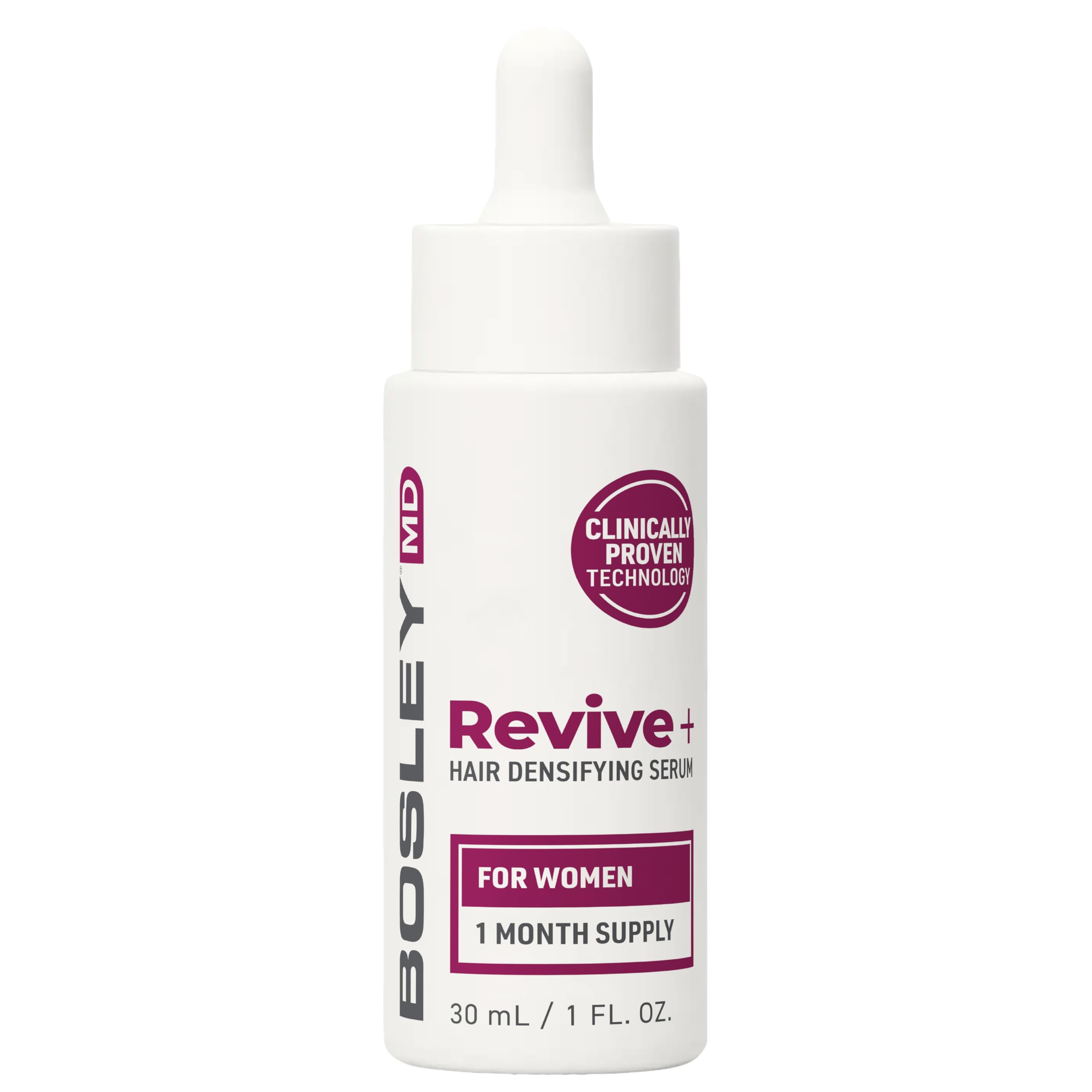 BosleyMD Revive+ serum texture close-up showing lightweight, non-greasy formula for all hair types
