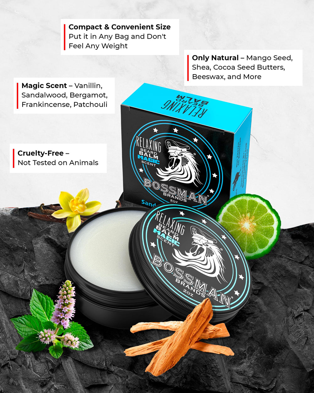 Bossman beard balm application glide for easy, controlled styling