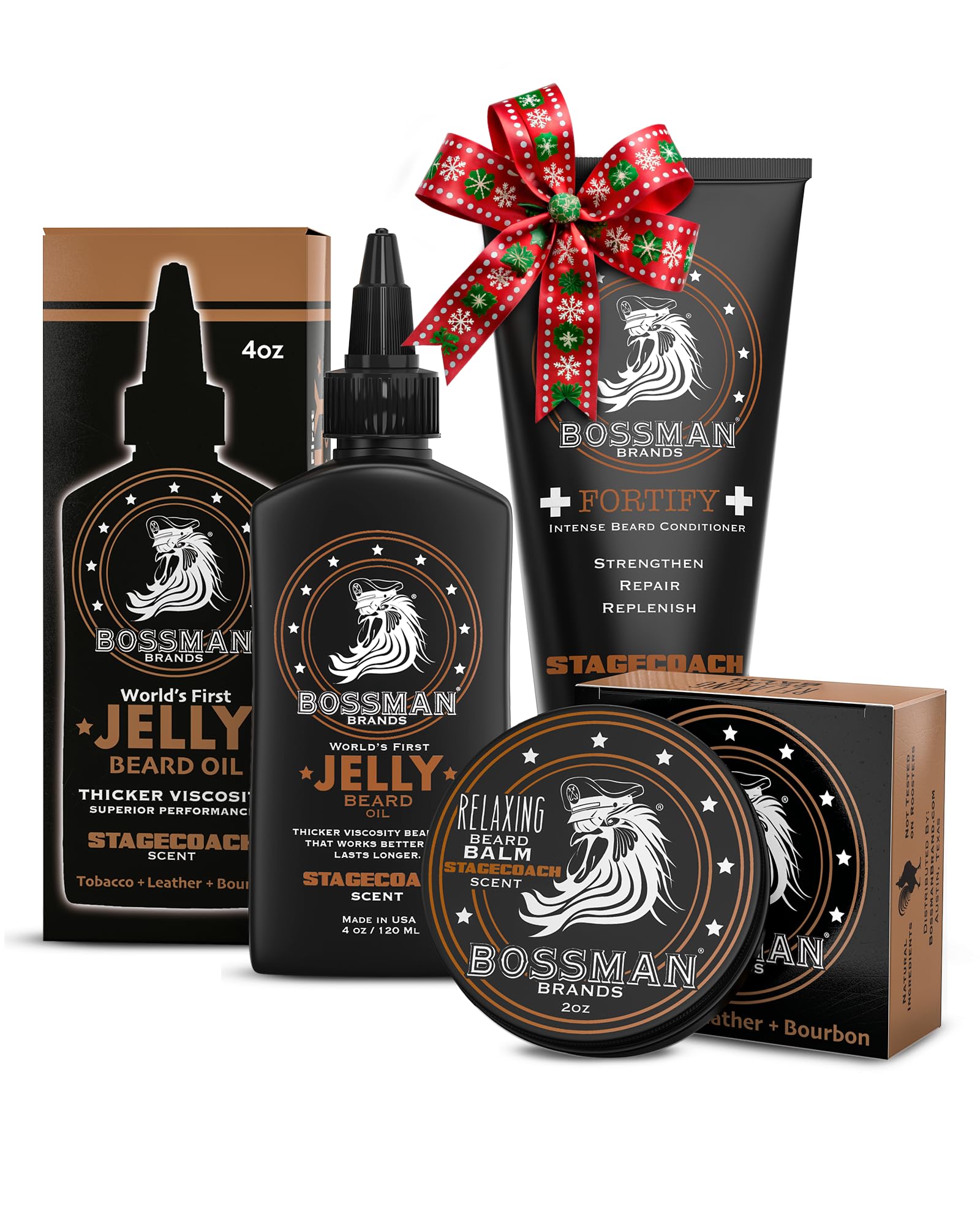 Bossman Essentials beard kit Stagecoach packaging for gifting and daily grooming