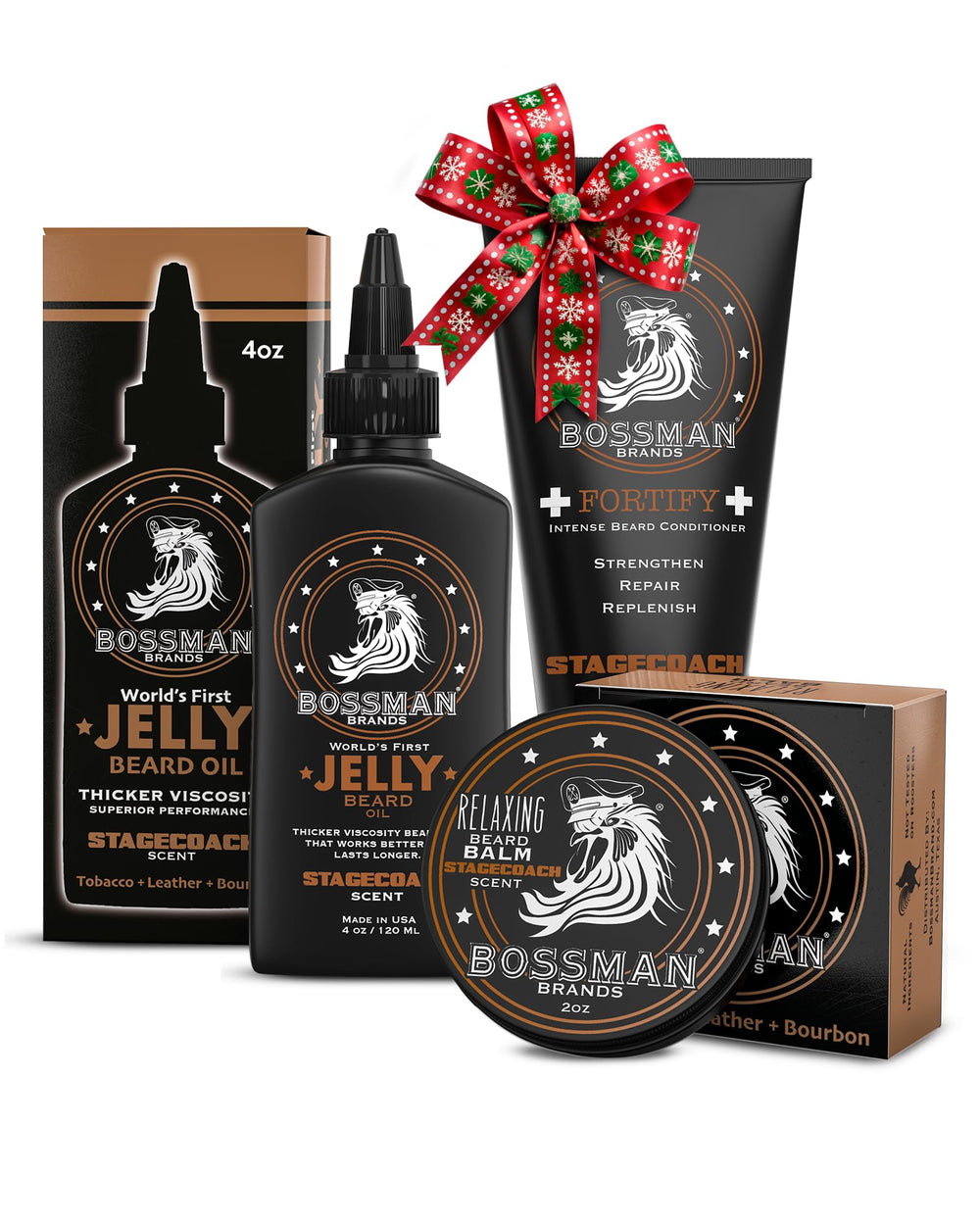 Bossman Essentials beard kit Stagecoach packaging for gifting and daily grooming