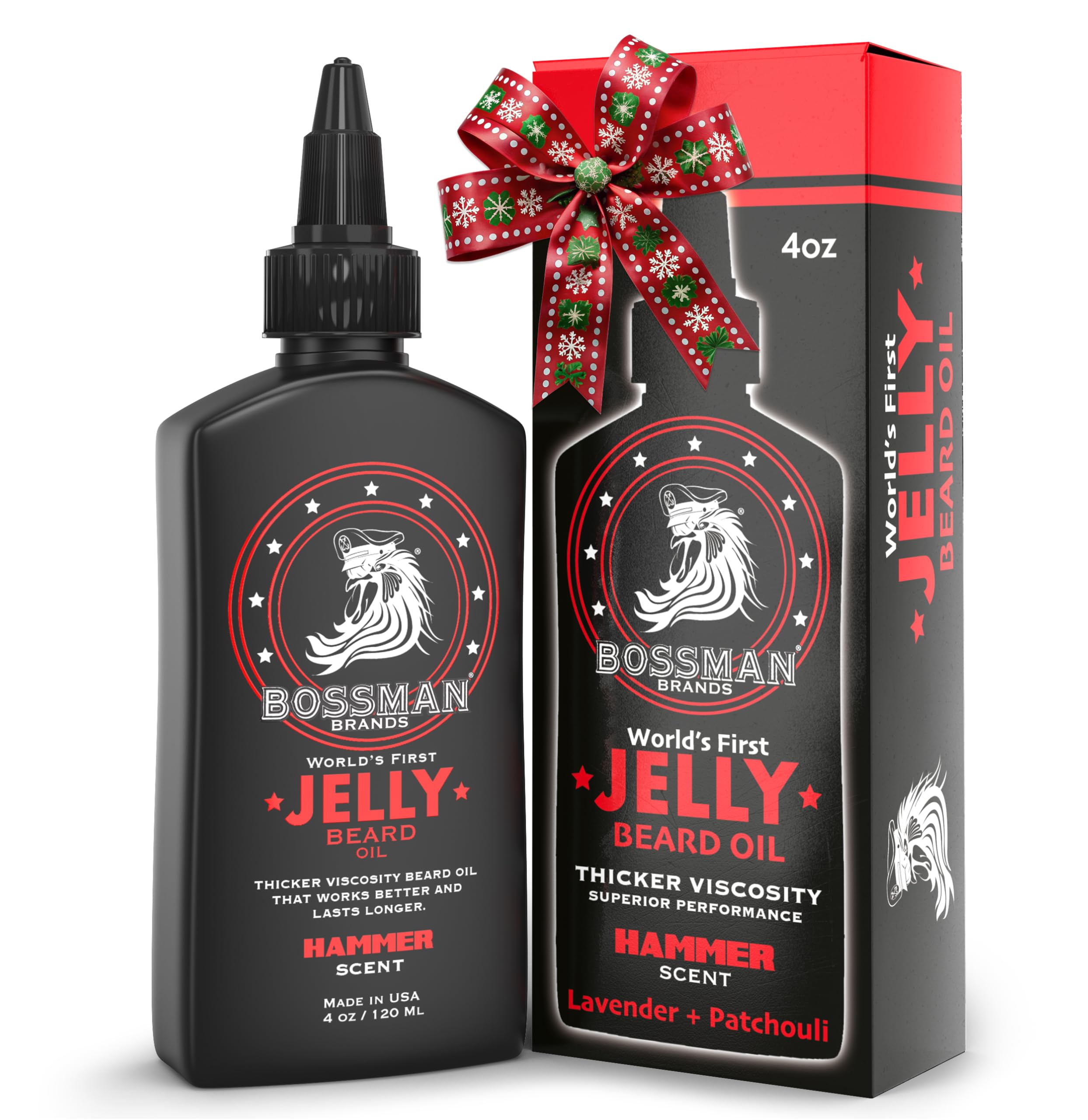 Bossman Jelly Beard Oil bottle poured for hydration and controlled beard