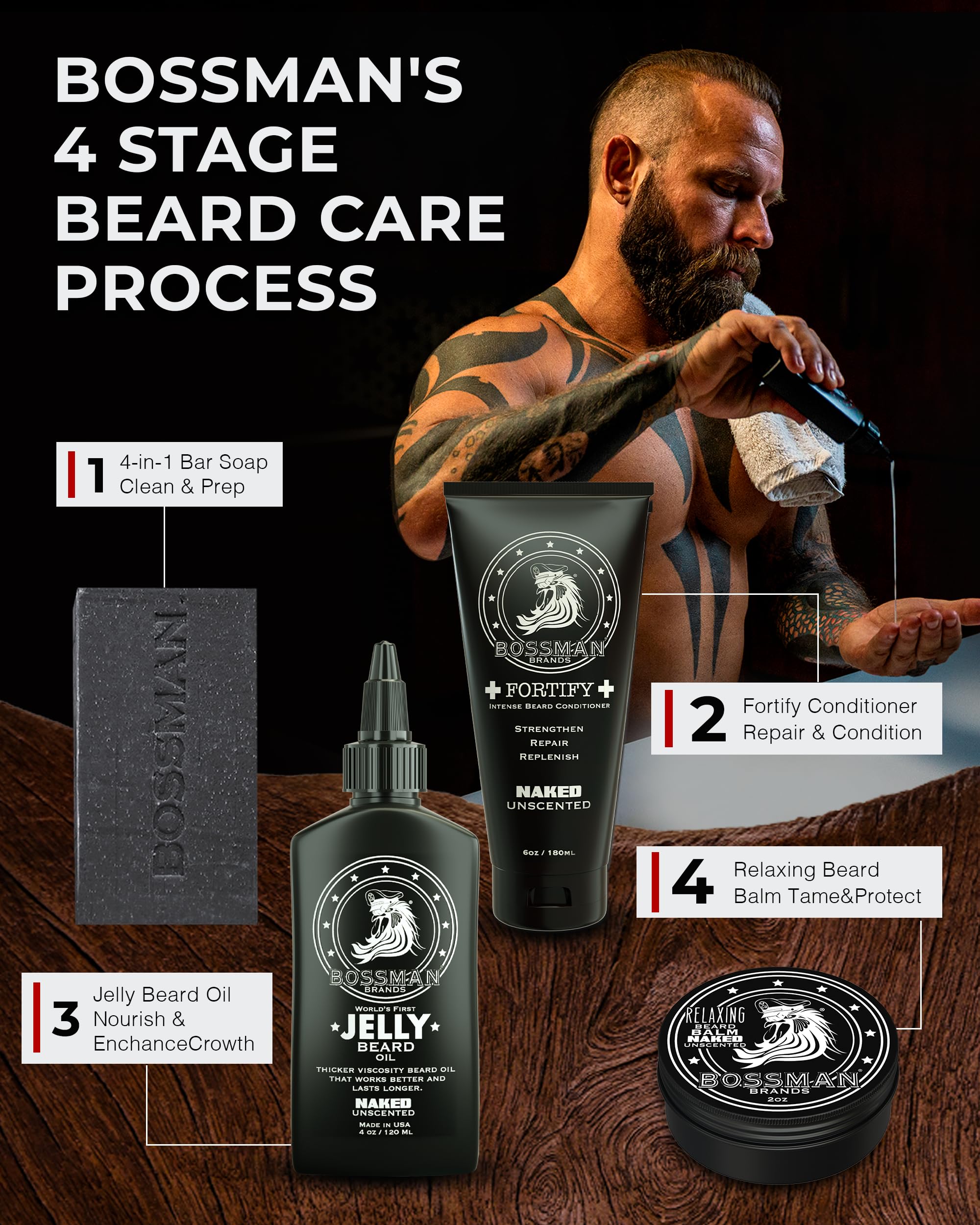 Bossman Jelly Beard Oil four-ounce bottle for longer use.