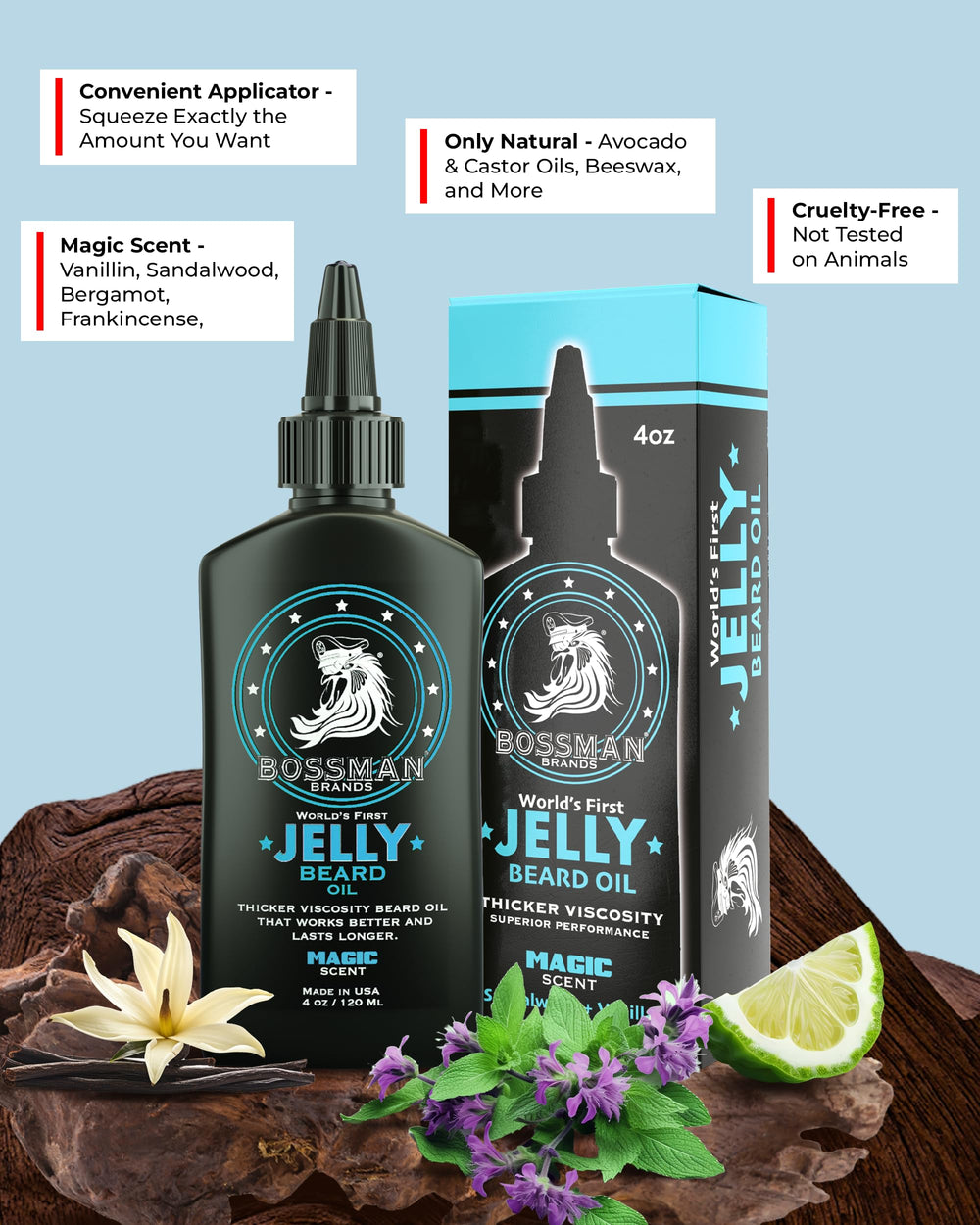 Bossman Jelly ingredients beeswax avocado soybean oils for root hydration
