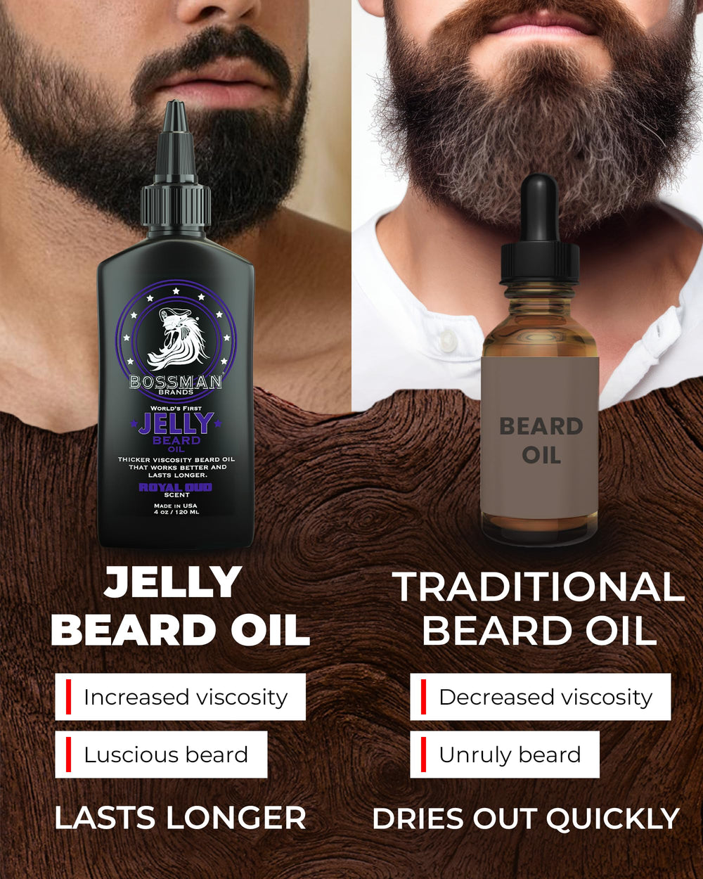 Close-up of jelly texture emphasizes moisture retention for thicker-feeling beard.