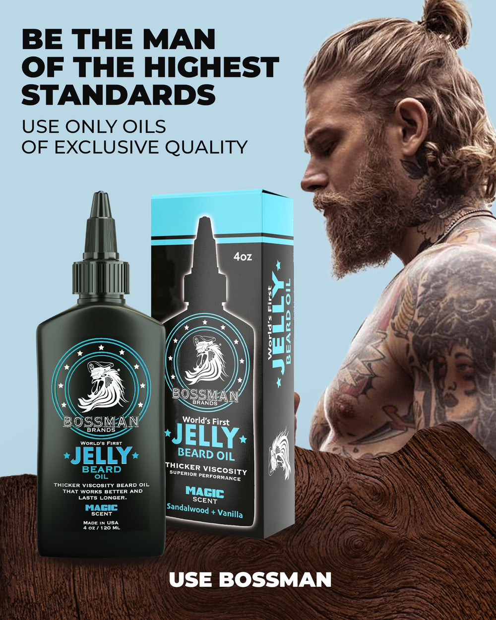 Bossman Jelly Softening and Taming smooths beard fibers for easier styling