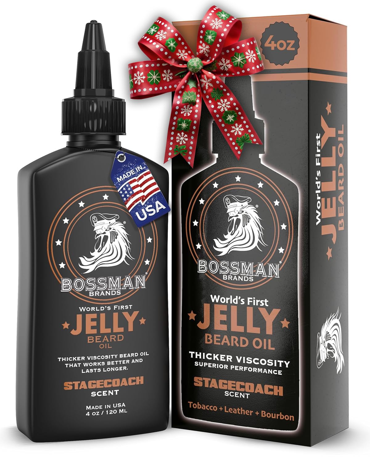Bossman Jelly Beard Oil Stagecoach pour demonstrates hydration for a fuller beard