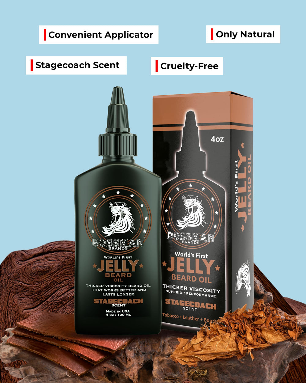 Bossman jelly-texture closeup highlights thick, moisture-rich formula for a softer beard
