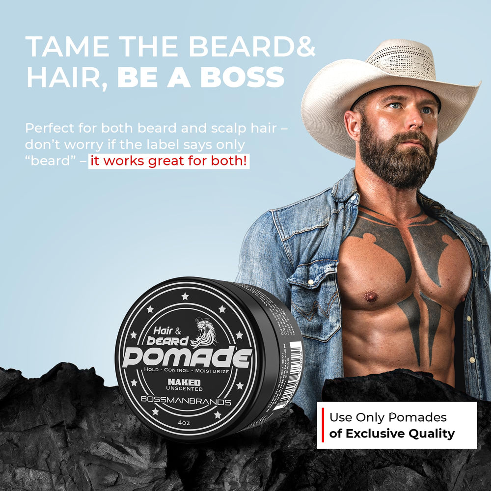 Made in USA cruelty-free Bossman jar reflects quality ingredients and responsible grooming.
