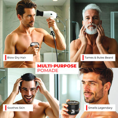 Bossman Naked Unscented pomade beside grooming tools emphasizes fragrance-free daily grooming.