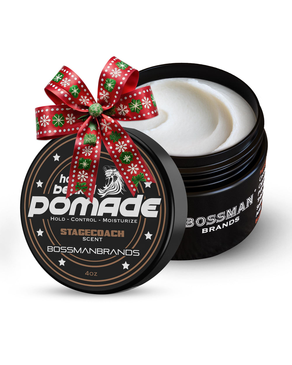 Bossman Stagecoach pomade packaging highlights easy daily styling.