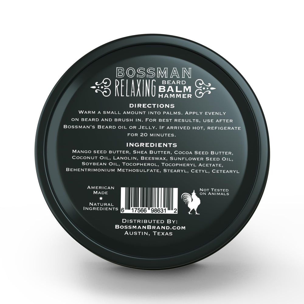 Bossman Relaxing Beard Balm Stagecoach aroma evokes leather and tobacco confidently.