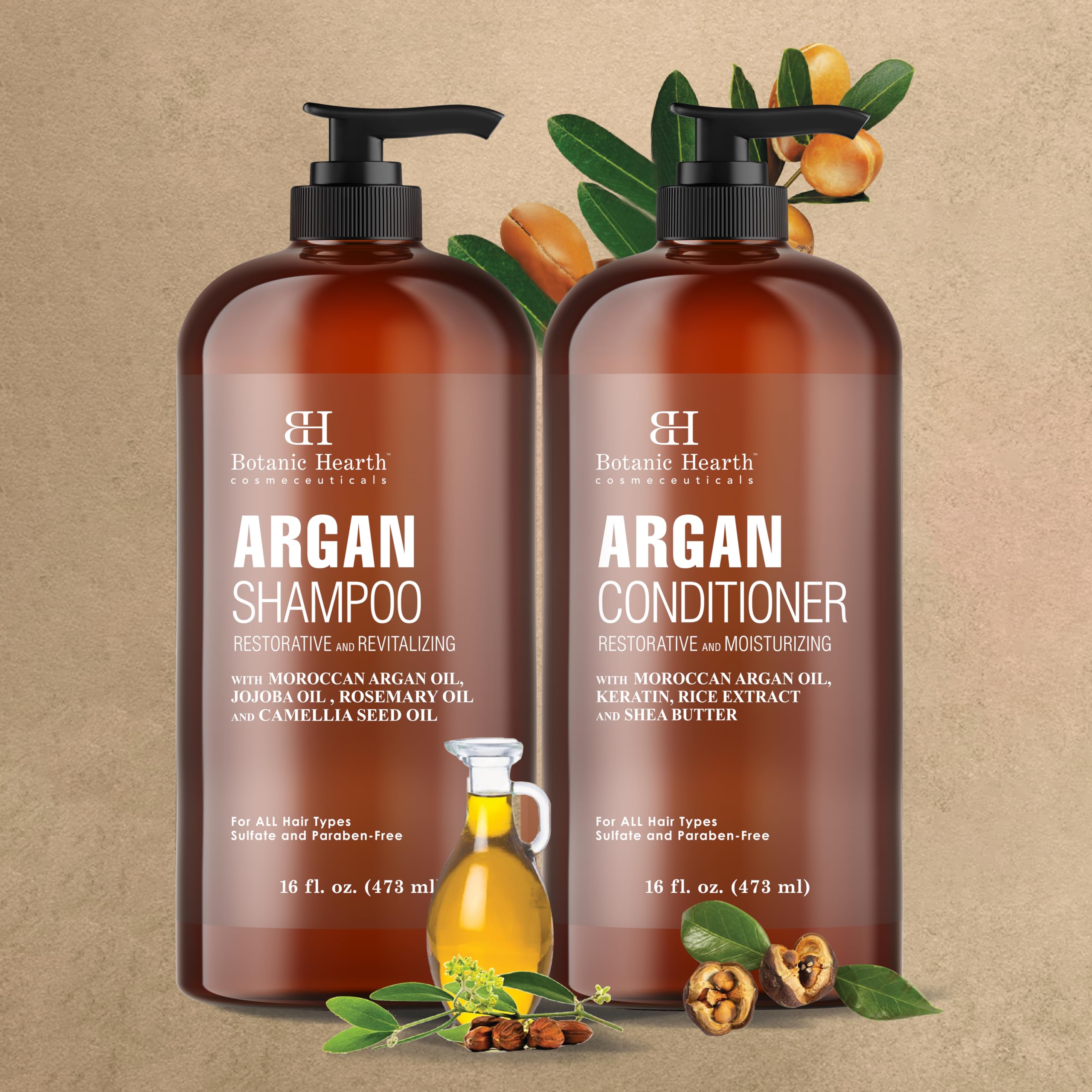 Botanic Hearth set suited for all hair types, made in USA.