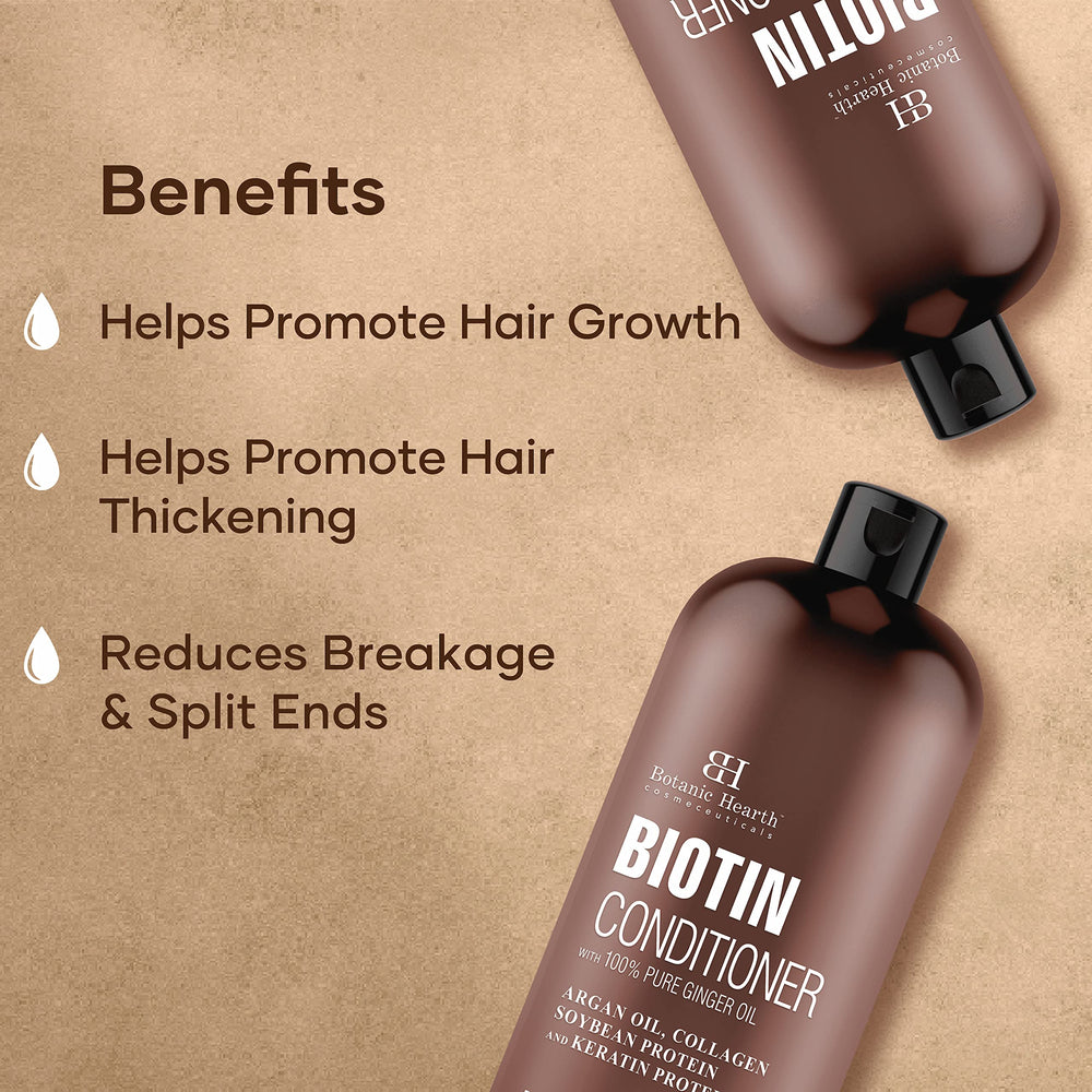Botanic Hearth Biotin Conditioner argan-oil drop close-up shows deep hydration.