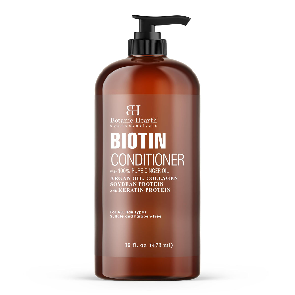 Botanic Hearth Biotin Conditioner ginger-oil bottle for potential hair growth support.