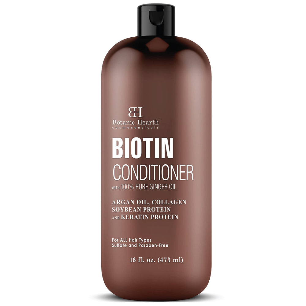 Botanic Hearth Biotin Conditioner packaging front highlighting sulfate-free formula for gentle cleansing.
