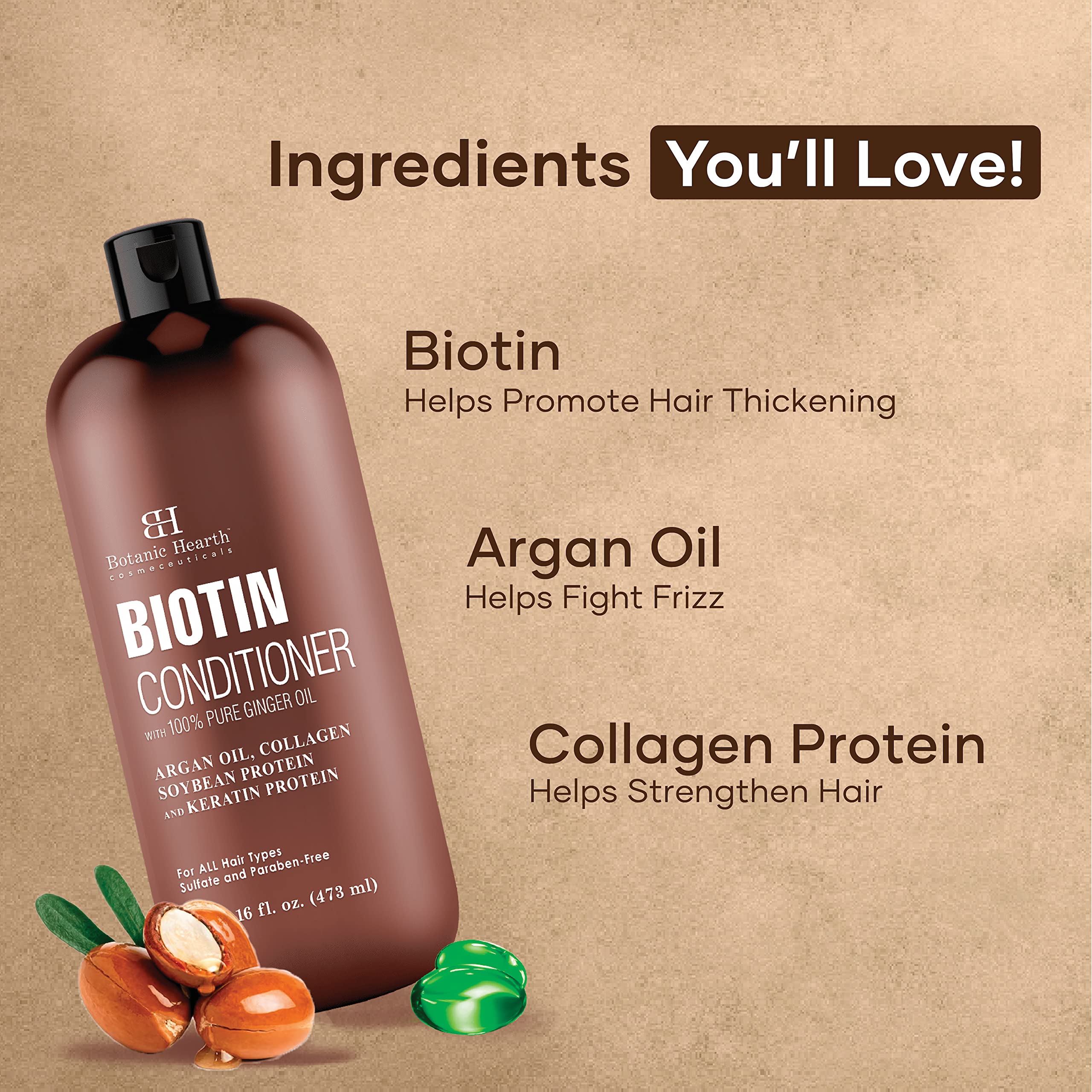 Botanic Hearth Biotin Conditioner turmeric-extract bottle highlighting nourishing color.