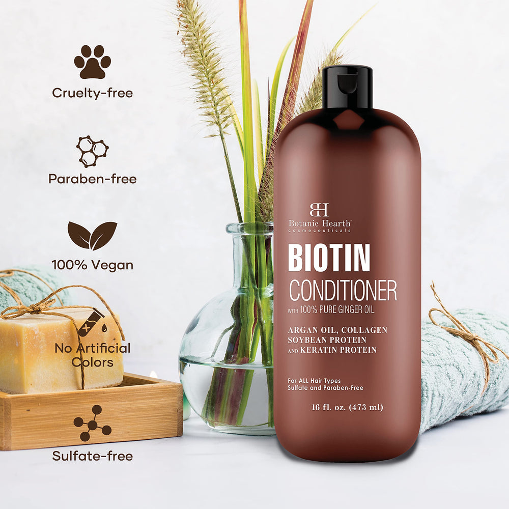Botanic Hearth Biotin Conditioner vitamin-e texture highlighting conditioning nourishment.