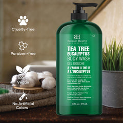 Botanic Hearth Eucalyptus Tea Tree Body Wash lather closeup highlights rich foam and refreshing scent.