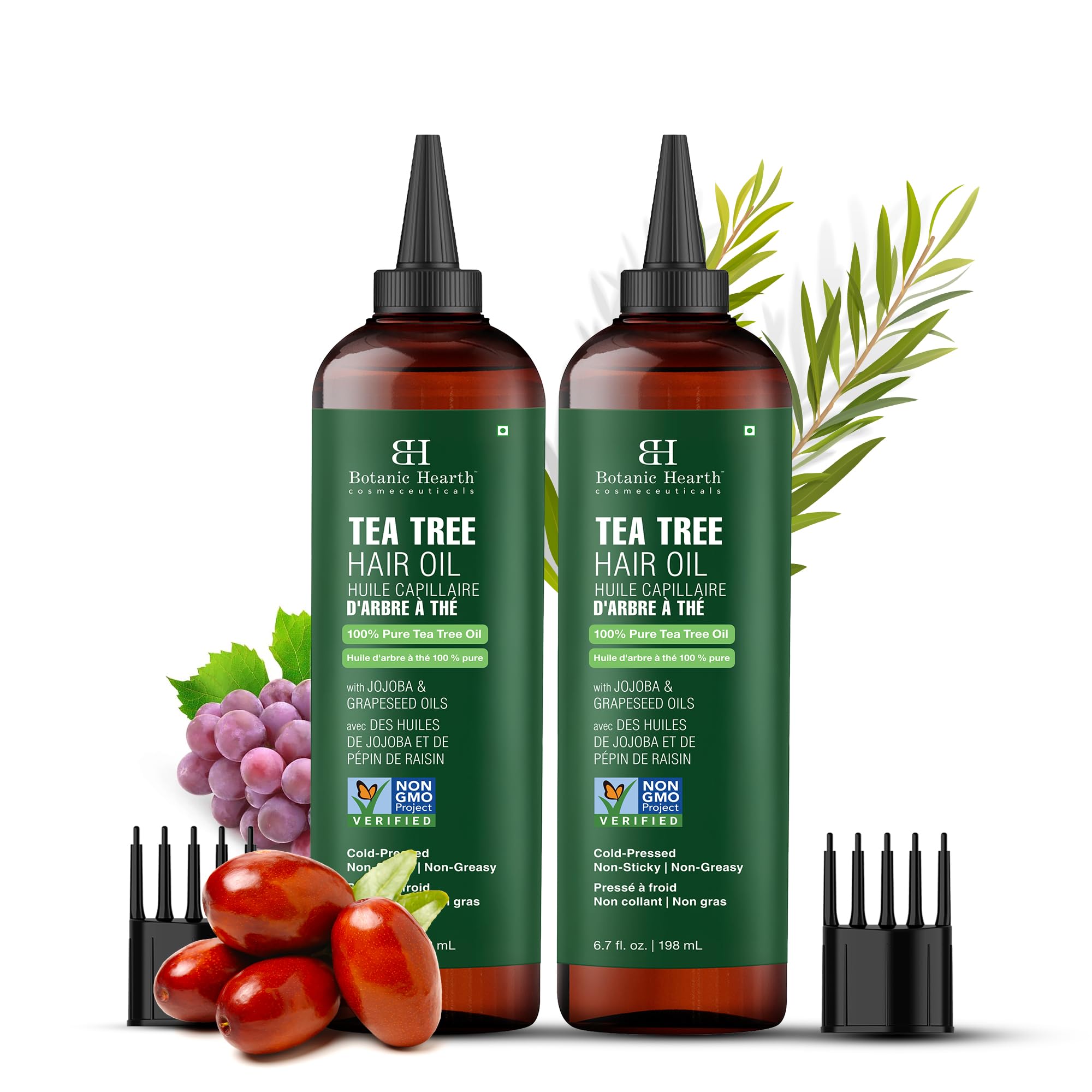 Botanic Hearth grapeseed oil bottle provides lightweight conditioning for shiny strands.