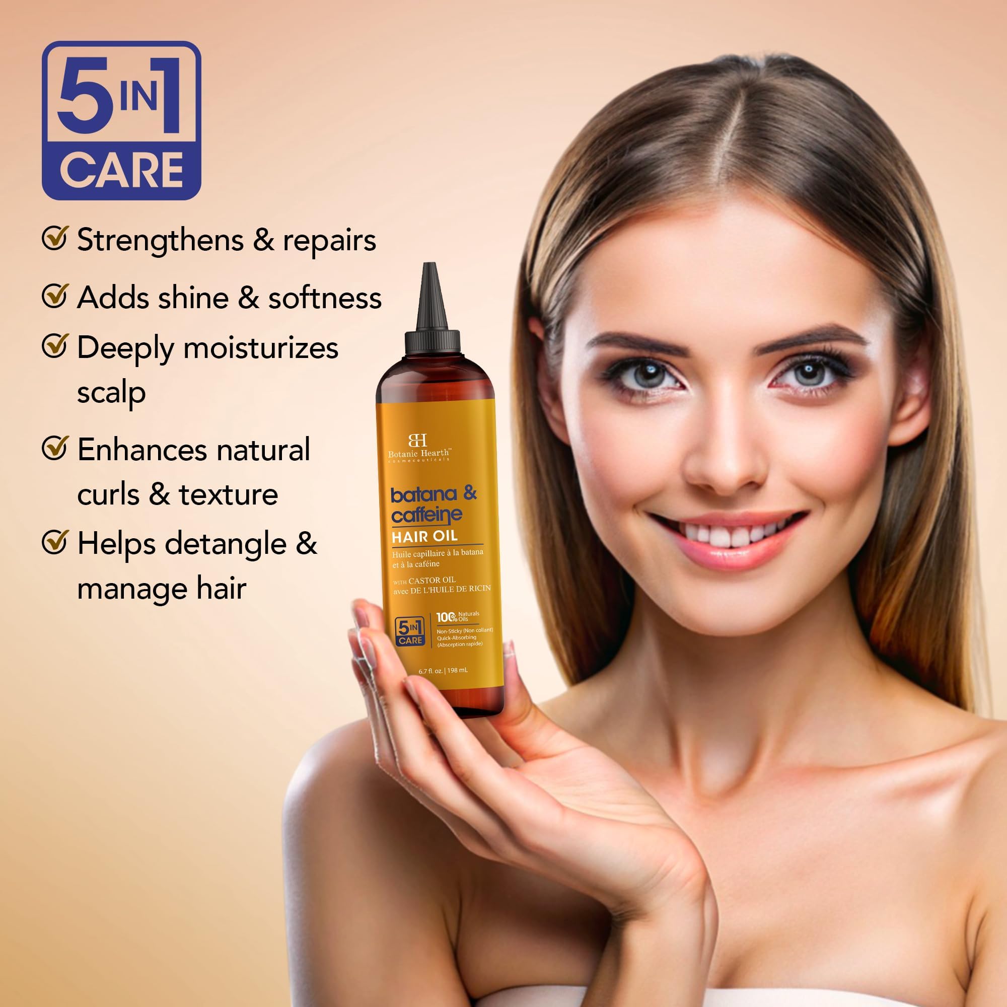 Botanic Hearth hair growth oil applicator nozzle demonstrates even distribution for targeted care