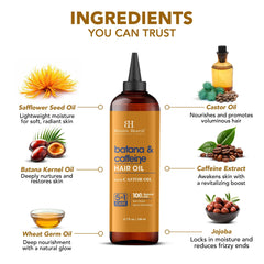 Botanic Hearth hair growth oil texture close-up highlighting rich, nutrient-packed formula.