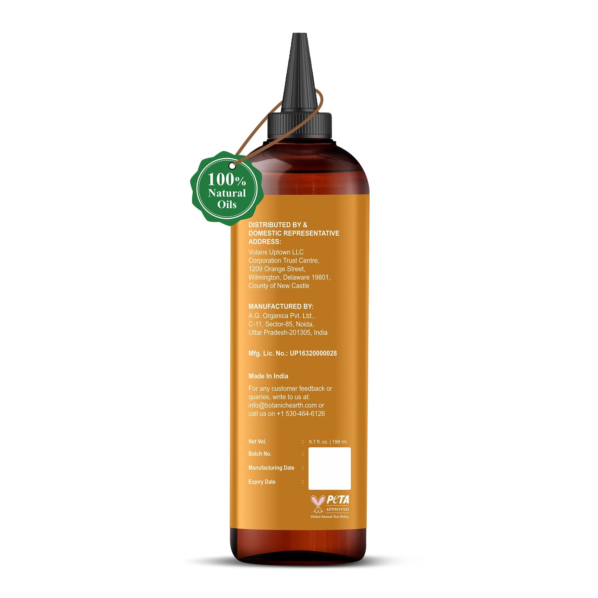 Botanic Hearth natural ingredients graphic highlights caffeine and batana oil for revitalized strands