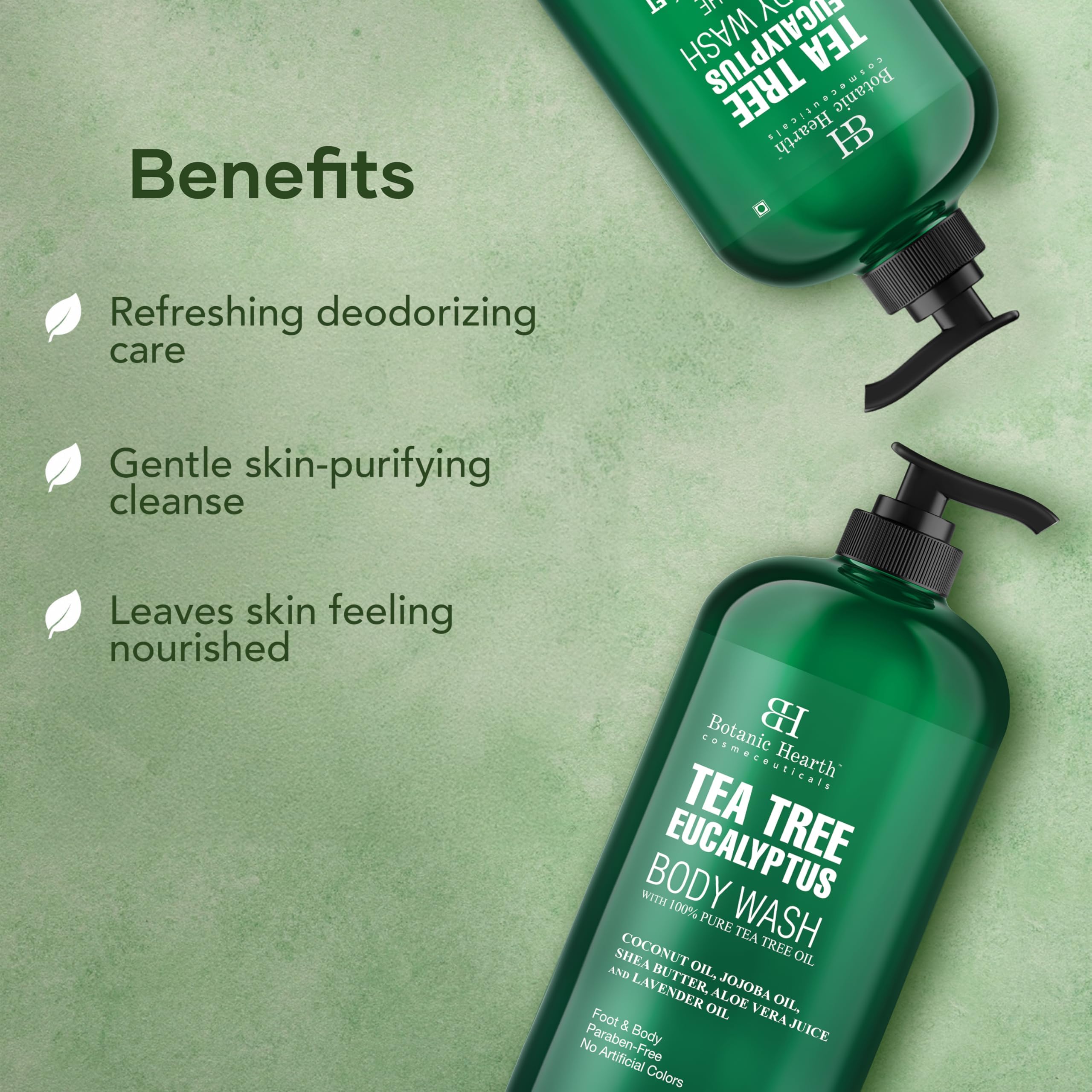 Botanic Hearth Odor Control Cleanse image hints at lasting freshness after showers.