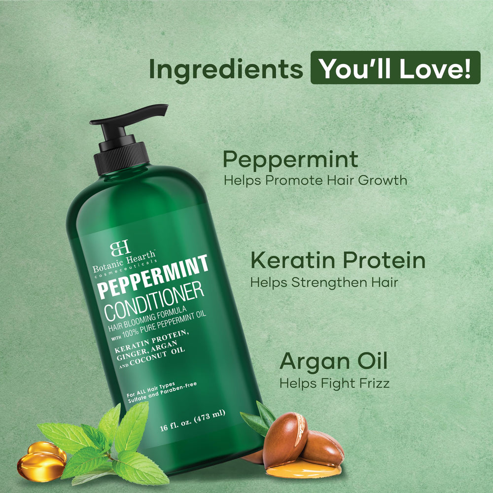 Botanic Hearth Peppermint Hair Conditioner jar open reveals rich creamy formula for smooth use