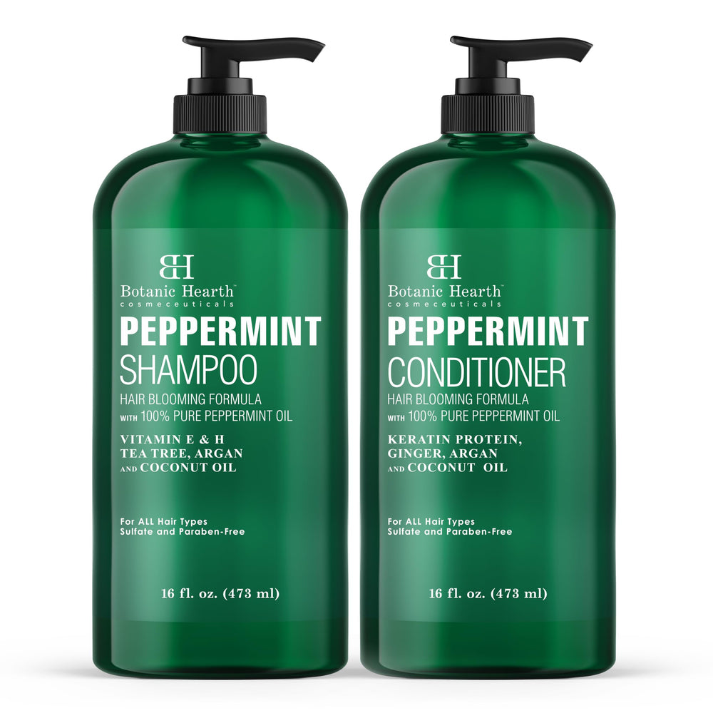 Botanic Hearth peppermint shampoo bottle promotes refreshing scalp care