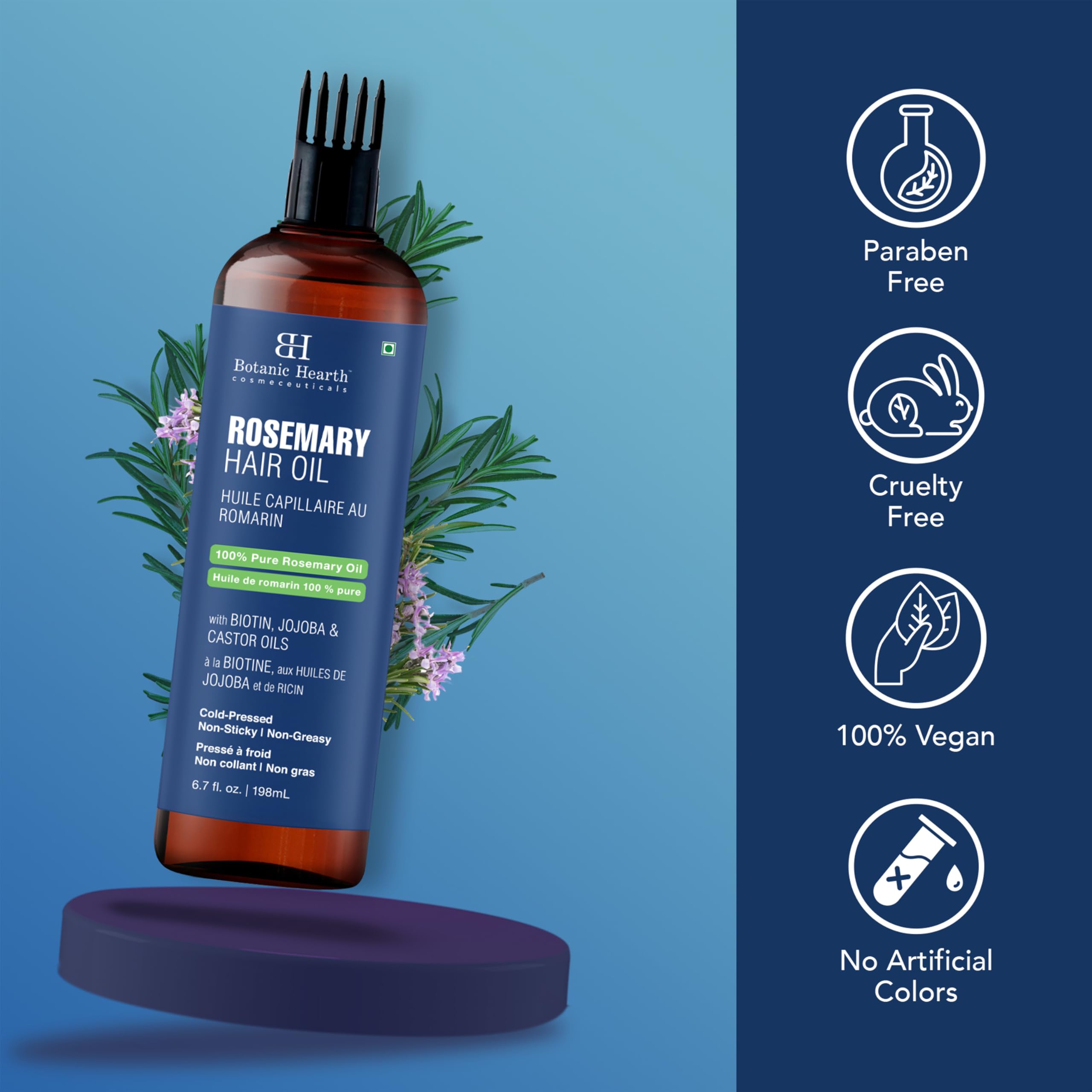 Botanic Hearth rosemary oil applicator tip enables precise root application.