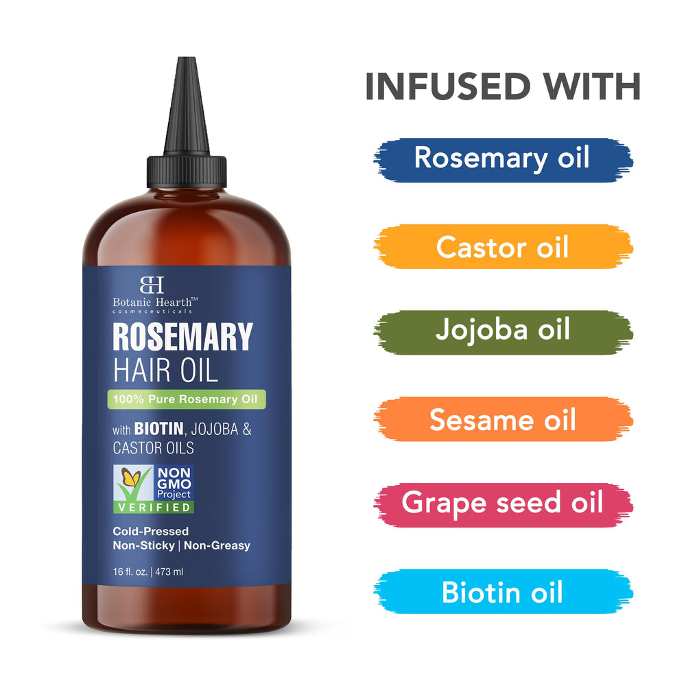 Botanic Hearth rosemary oil with castor and jojoba blends in close-up