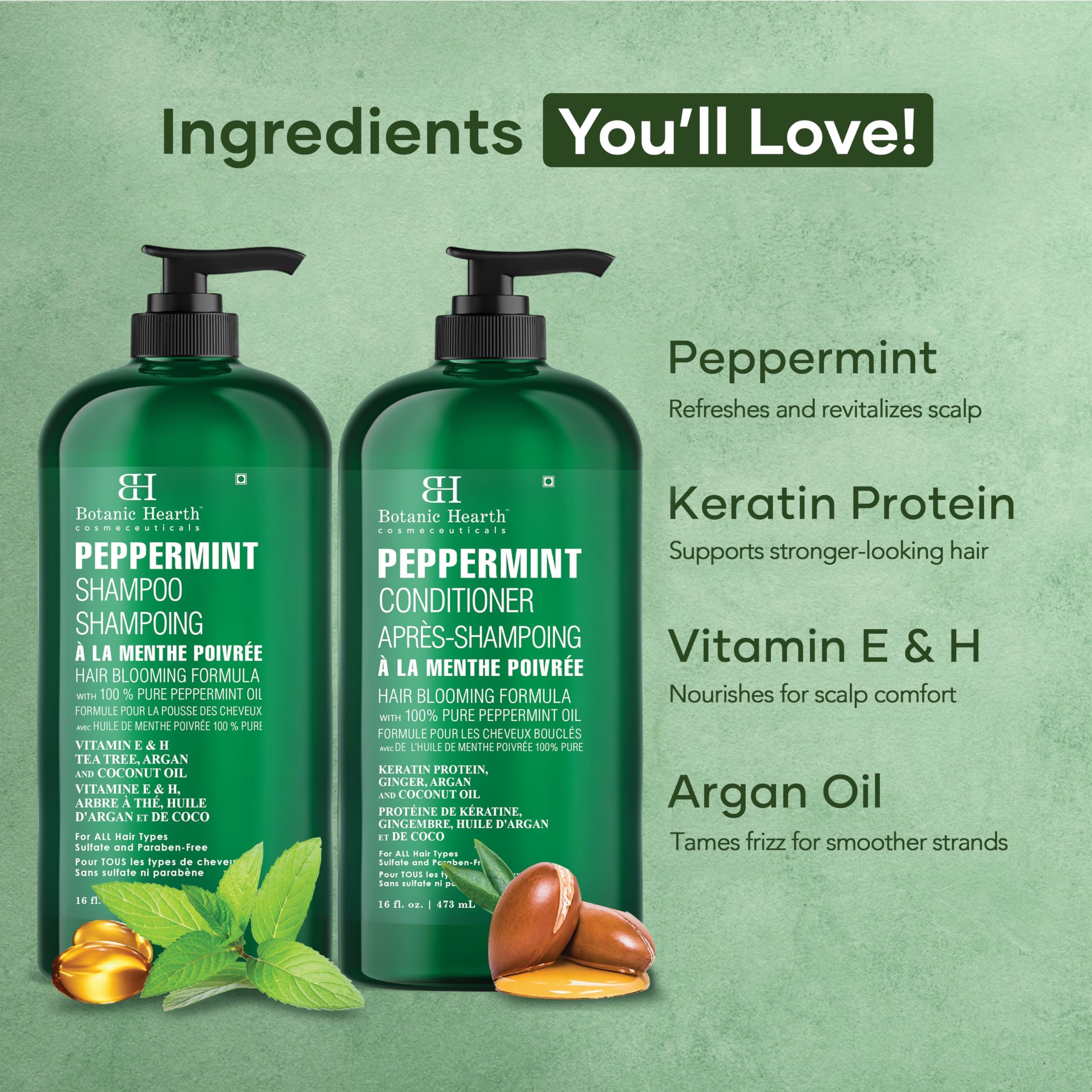 Botanic Hearth tea tree argan coconut oils visual highlights natural ingredients