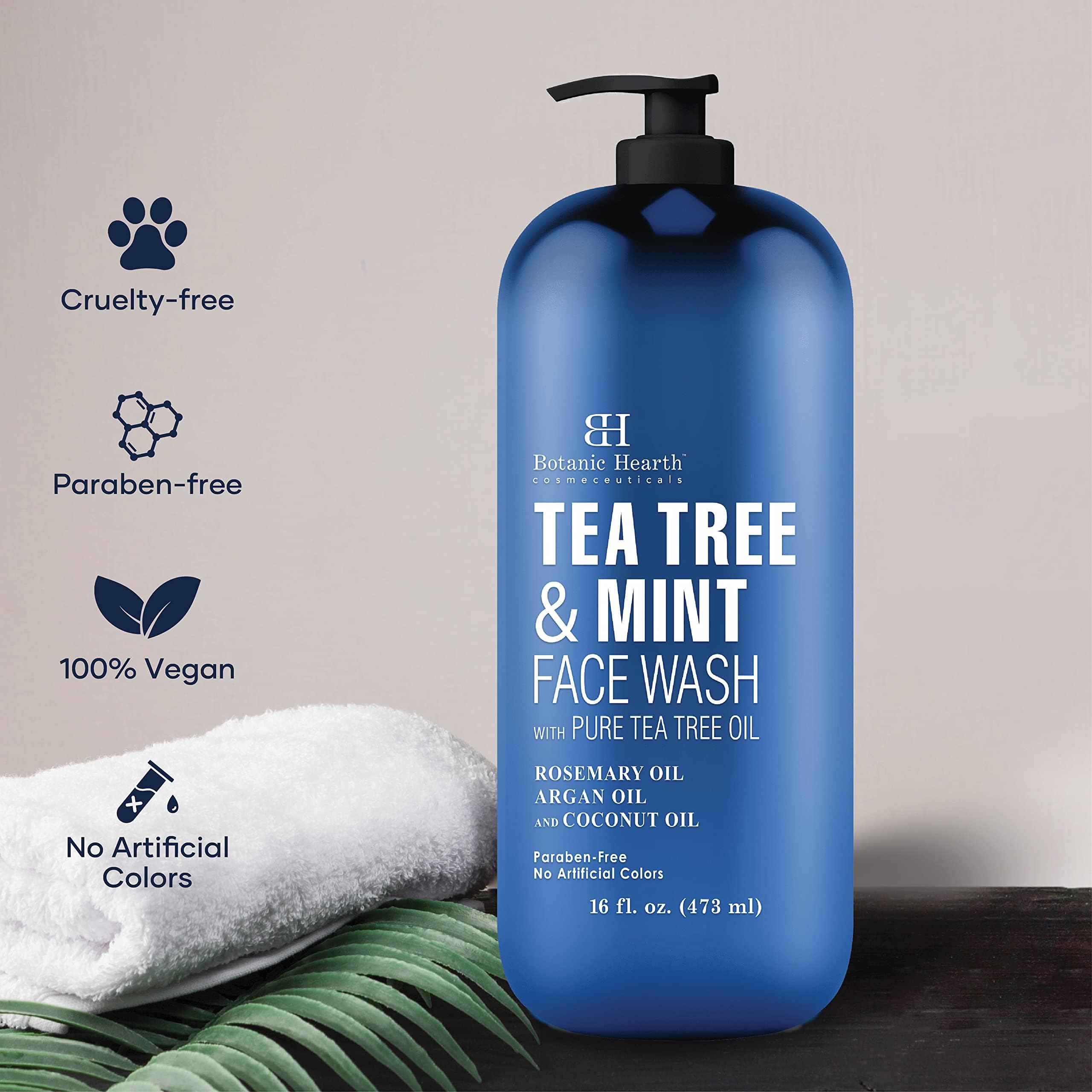 16 oz bottle label featuring natural ingredients and paraben-free claim.