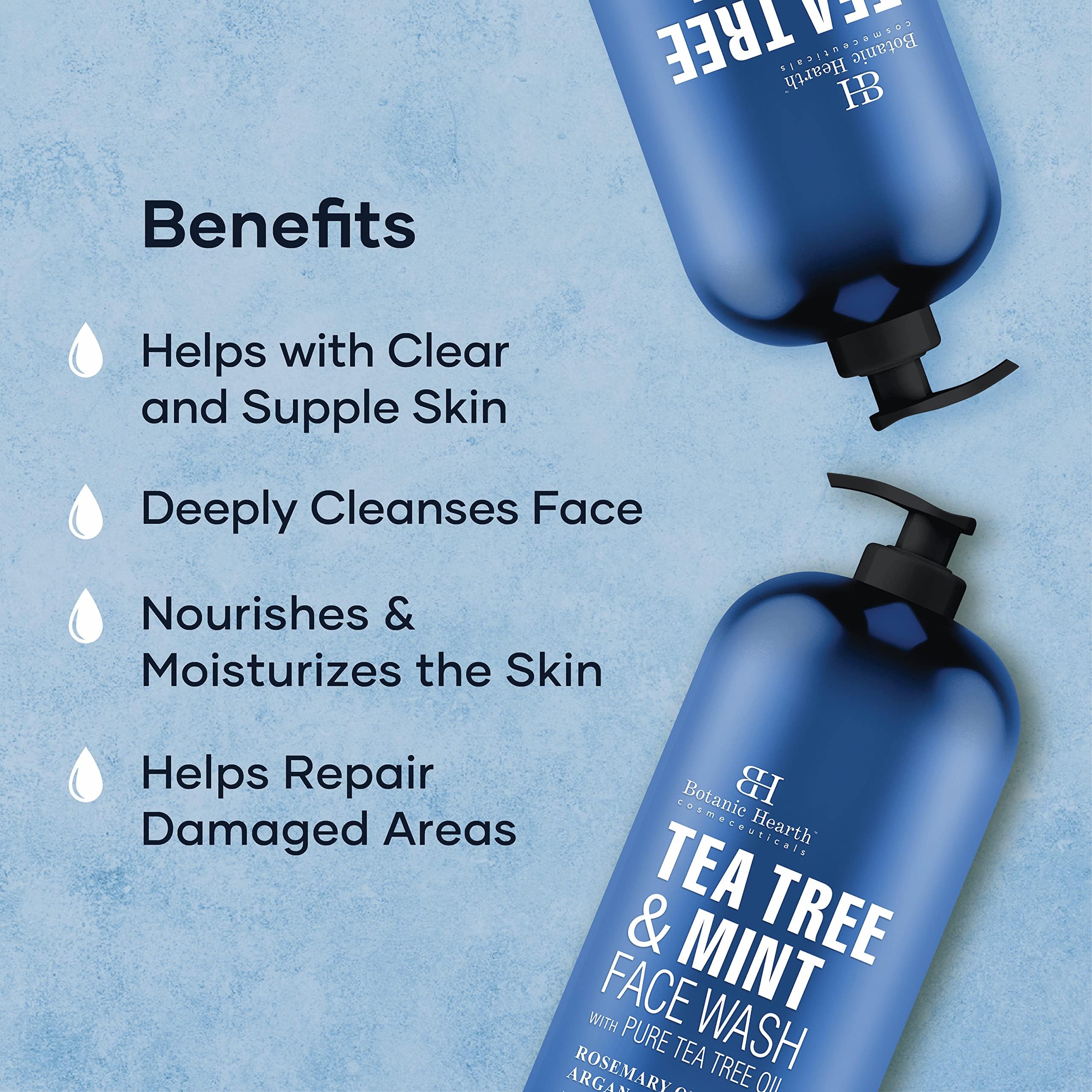 Close-up of moisturized skin after wash with Botanic Hearth Tea Tree Face Wash.