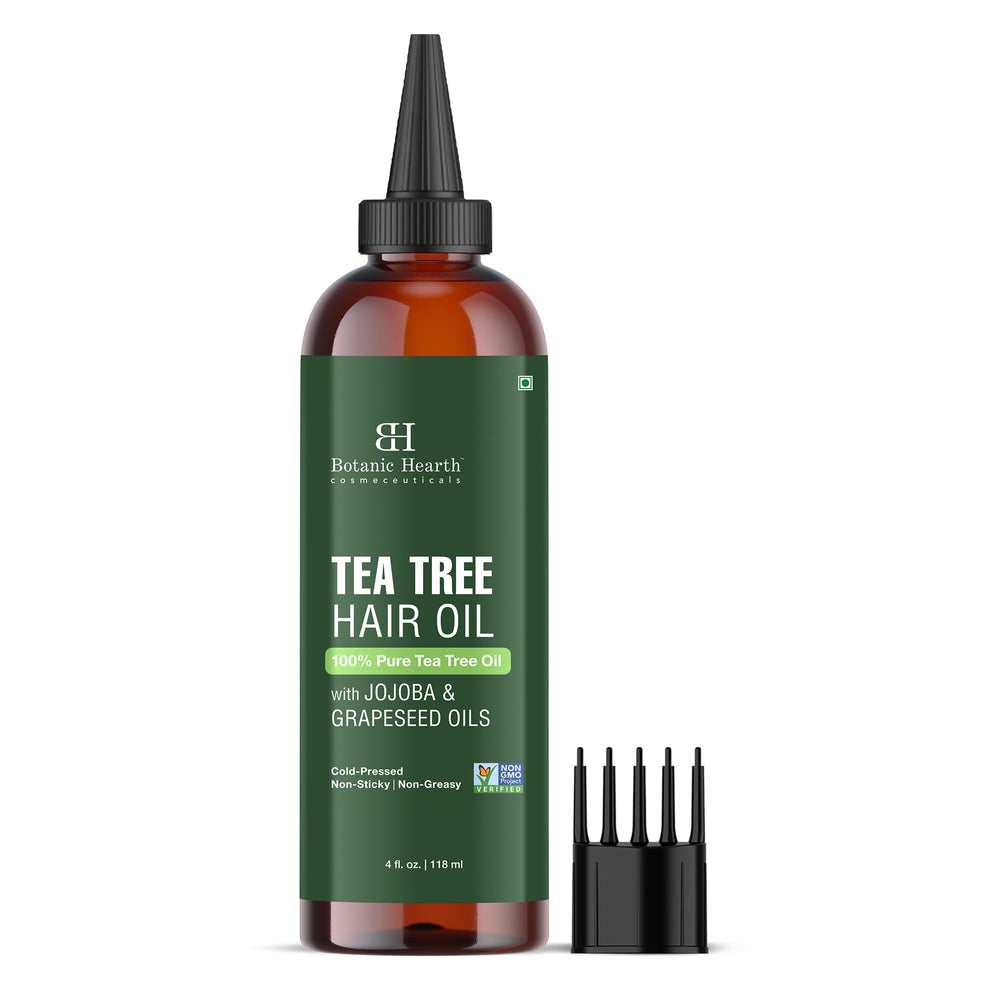 Botanic Hearth Tea Tree Oil ingredients jojoba and grapeseed for nourishing hair