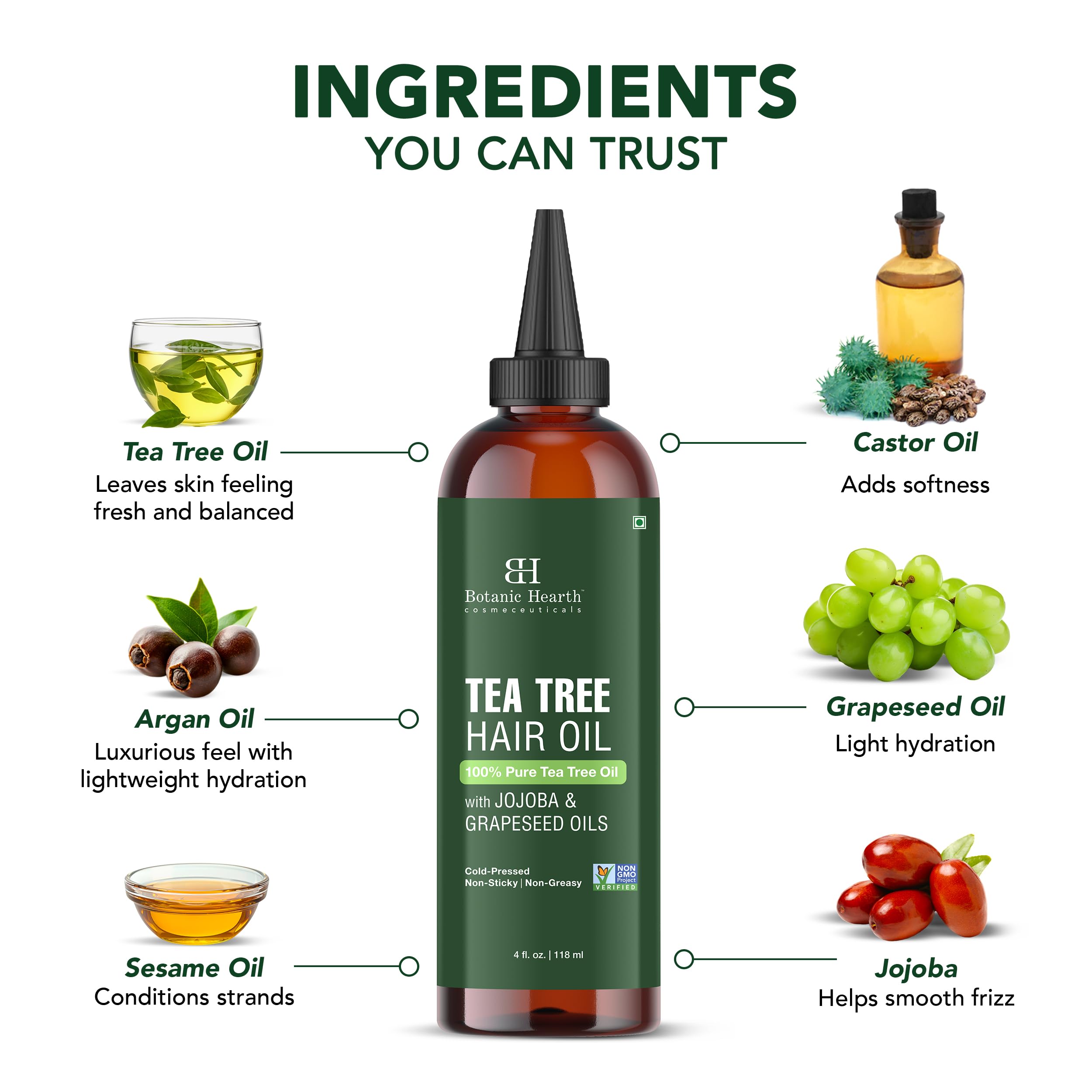 Botanic Hearth Tea Tree Oil scalp massage demonstrates soothing application