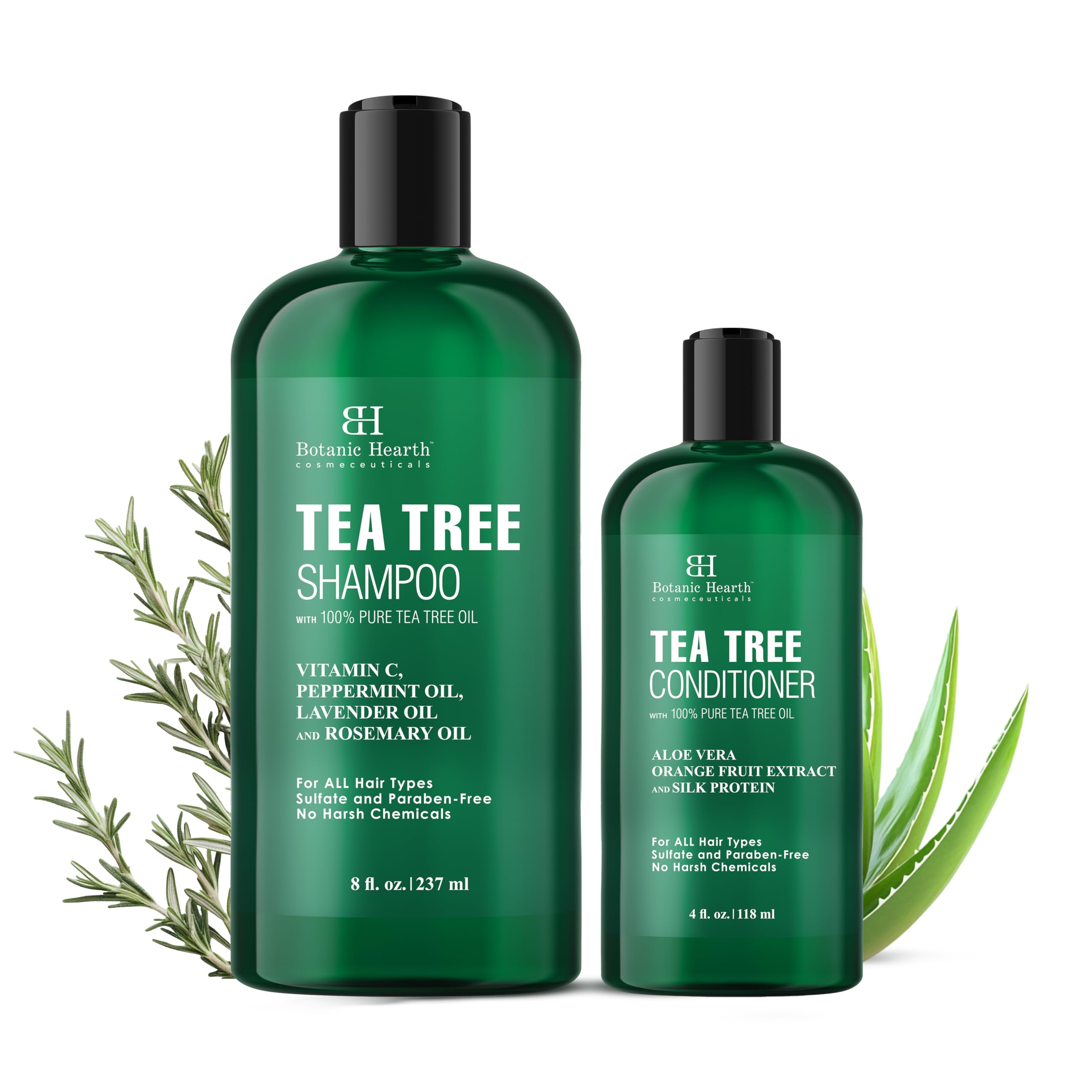Botanic Hearth Tea Tree Shampoo bottle – refreshing cleanse for itchy scalp with pure tea tree oil.