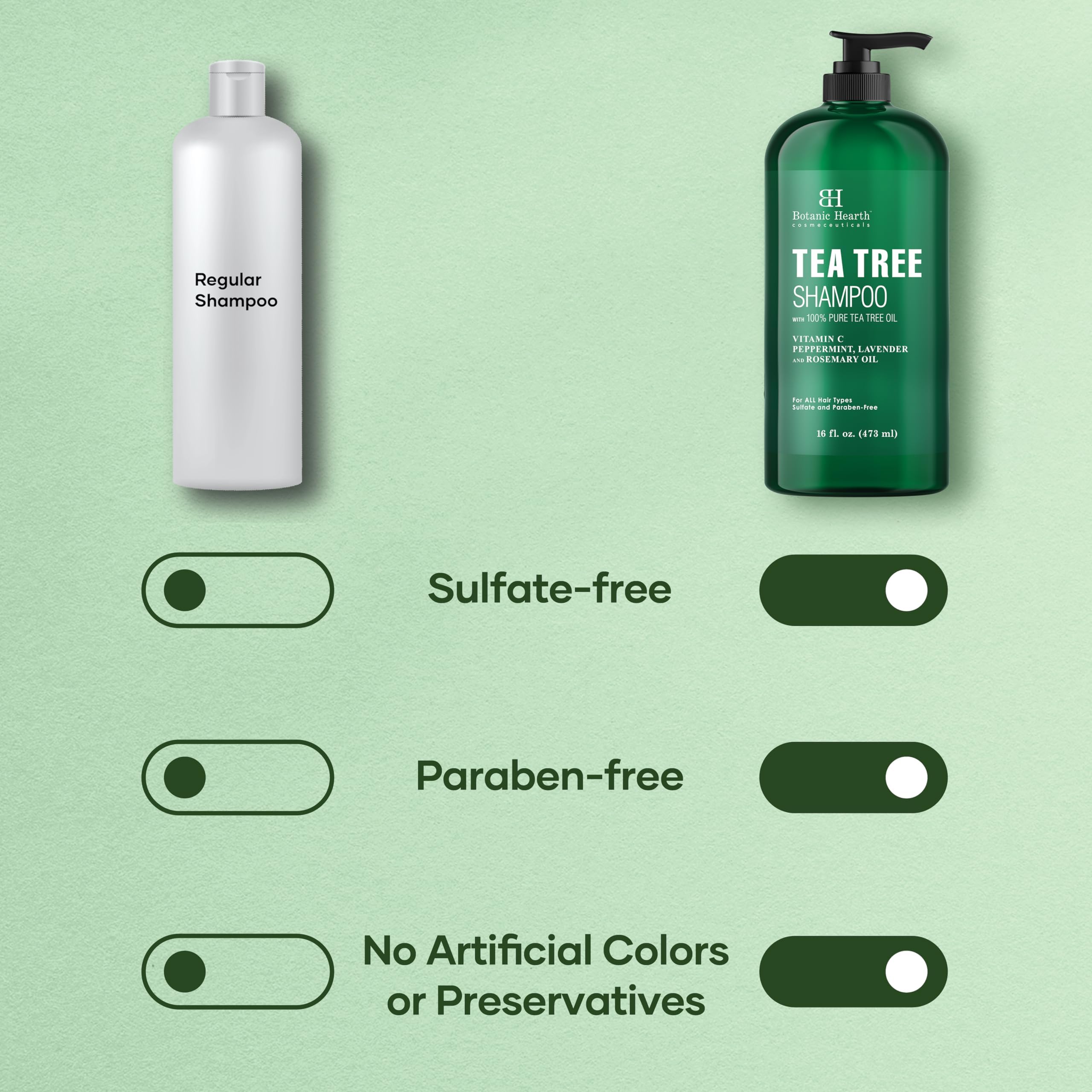 Botanic Hearth Tea Tree Shampoo supports hair texture and follicle nourishment