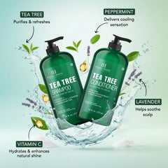Botanic Hearth Tea Tree Shampoo lather close-up highlights cleansing action.