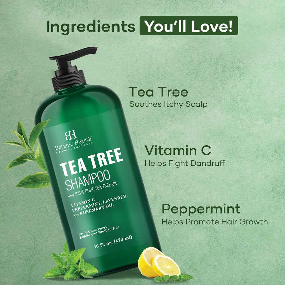 Botanic Hearth Tea Tree Shampoo lather forming a rich, refreshing cleanse