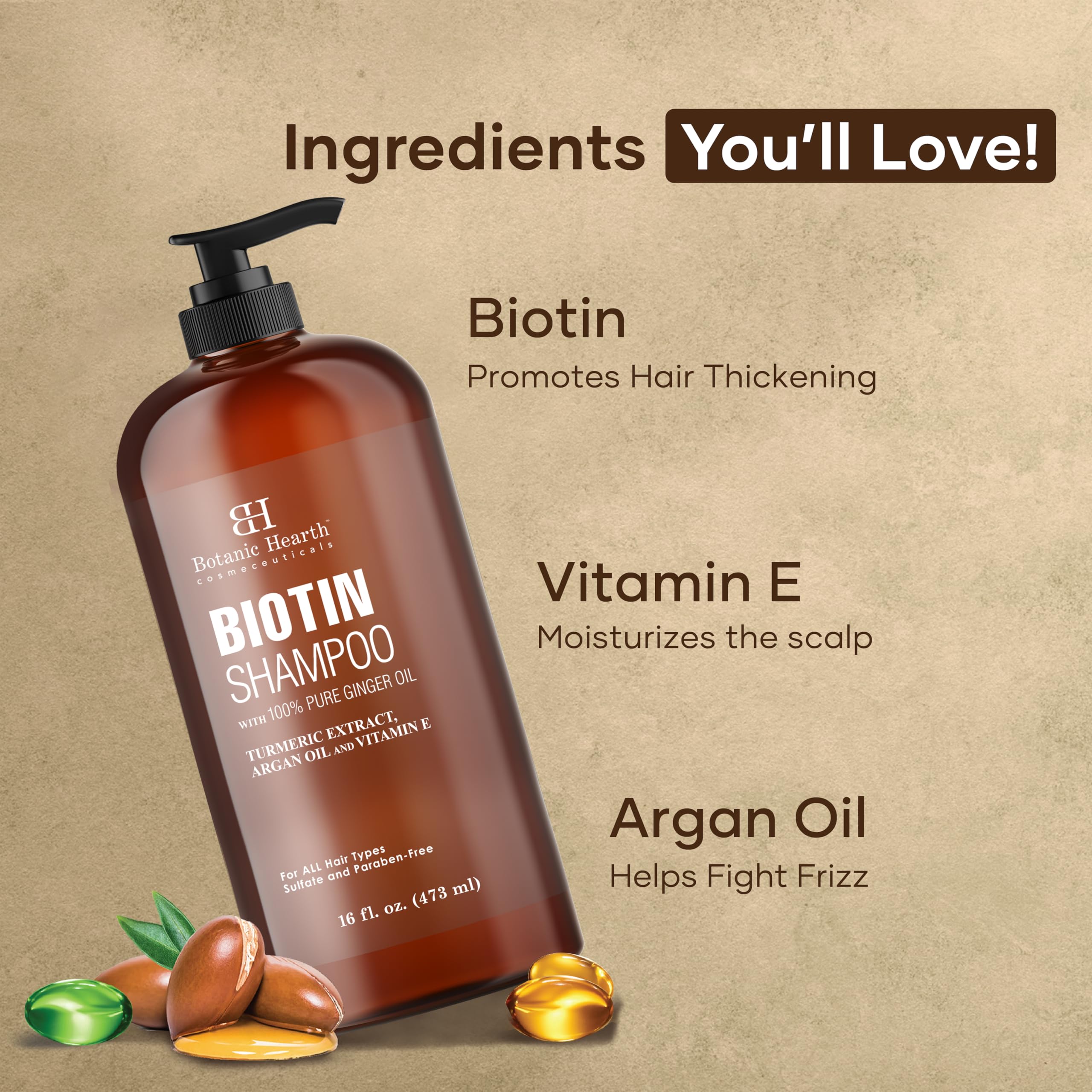 Botanic Hearth turmeric extract highlights antioxidant support for the scalp.