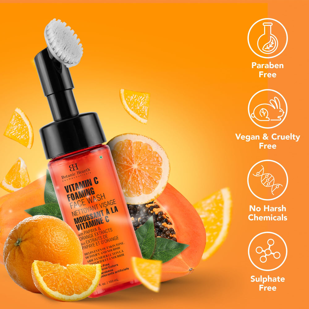 Botanic Hearth Vitamin C foaming face wash after use glow