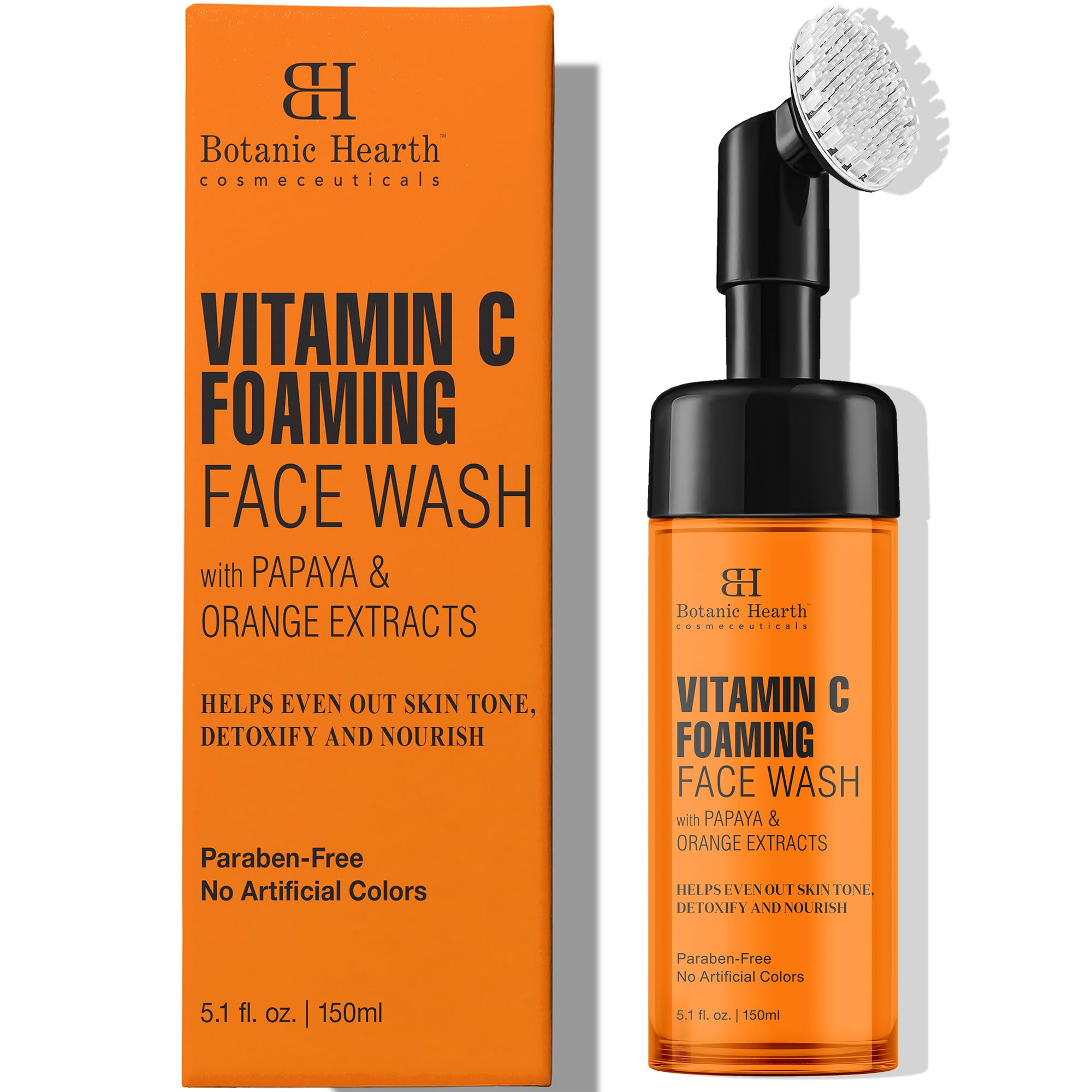 Botanic Hearth Vitamin C foaming face wash bottle with papaya and orange extracts for radiant skin