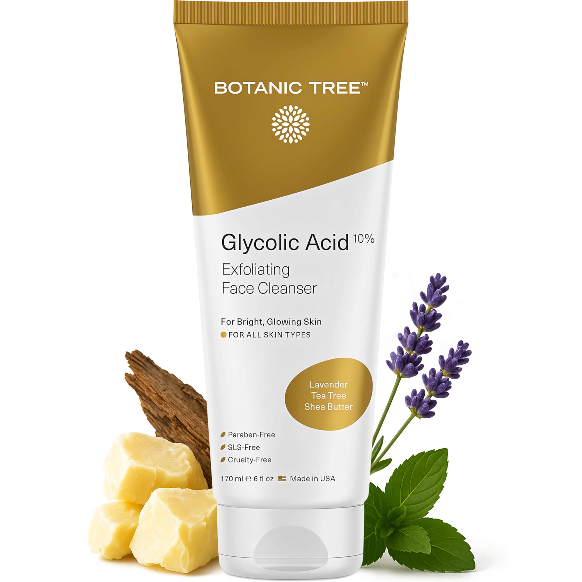 Botanic Tree Glycolic Face Wash bottle with pump for daily cleansing and gentle exfoliation.